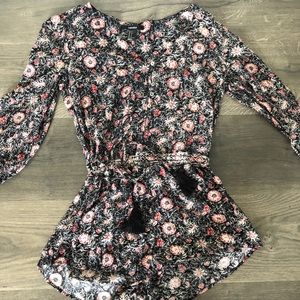 Forever 21 Button up Tassel Belted Romper